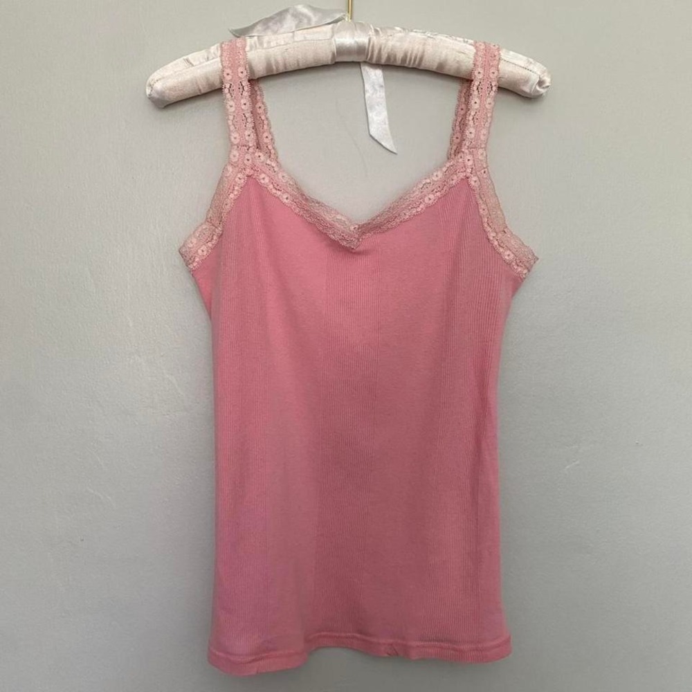 GAP y2k pink lace tank top